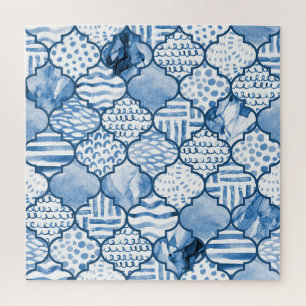 Puzzle Marocain géométrique, aquarelle motif sans couture