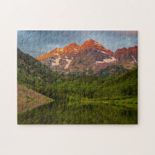 Puzzle Maroon Bells se reflètent dans le lac Maroon calme