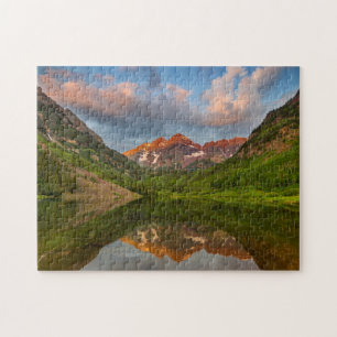 Puzzle Maroon Bells se reflètent dans le lac Maroon calme