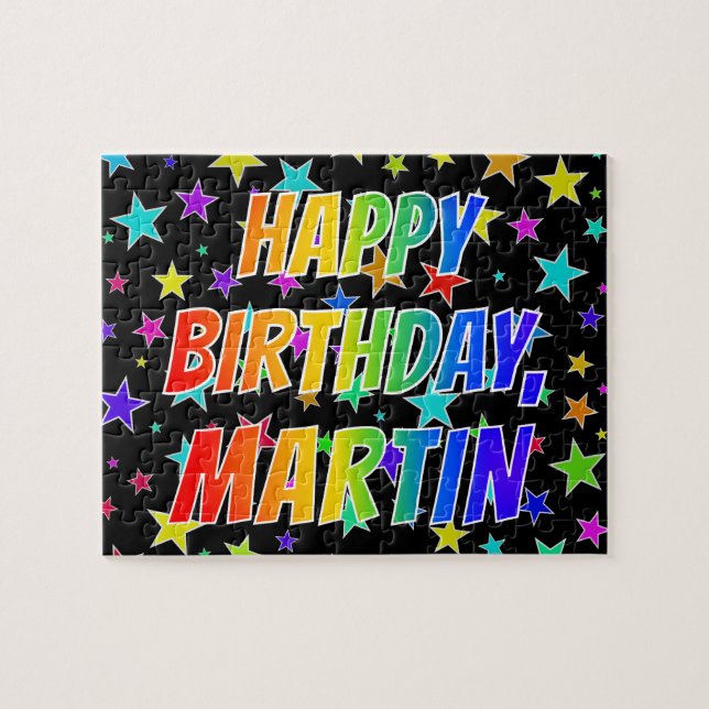 Puzzle "MARTIN" Prénom, Amusant "HEUREUX ANNIVERSAIRE" (Horizontal)