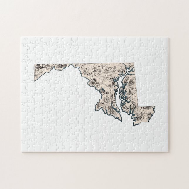 Puzzle Maryland Shaped Vintage (Horizontal)