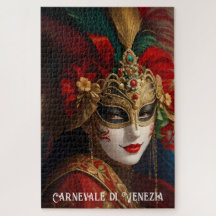 Masque de Carnaval de Venise rouge vert or