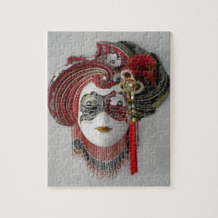 Puzzle Masque rouge de carnaval, Mardi Gras, Venise, femm