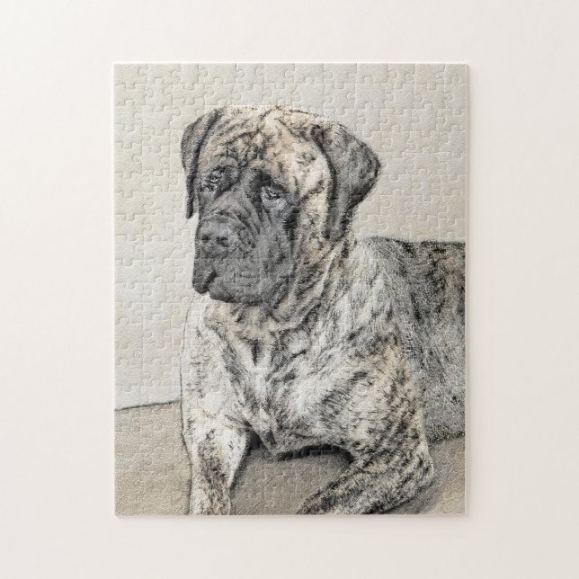 Puzzle Mastiff anglais (Brindle) Peinture - Chien Art (Vertical)