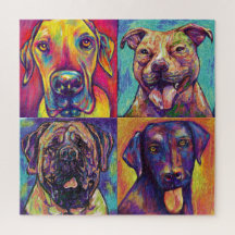 Mastiff, Grand Danois, Black Lab, Pit Bull - Puzzl