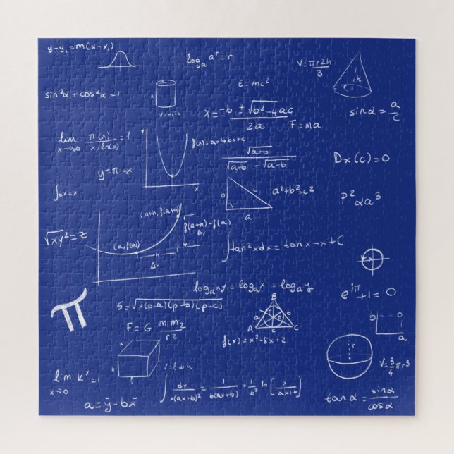 Puzzle Mathematic Formulas Equations Blue and White (Vertical)