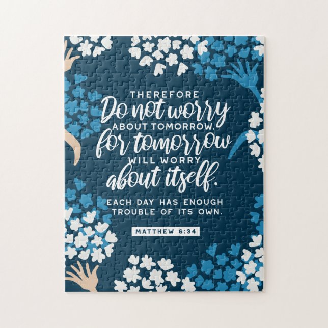 Puzzle Matthieu 6:34 Verse de la Bible (Vertical)