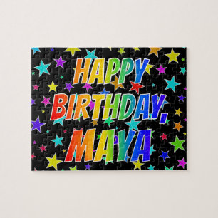 Puzzle "MAYA" Prénom, amusant "HEUREUX ANNIVERSAIRE"