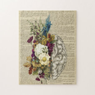 Puzzle medical floral brain anatomy poster