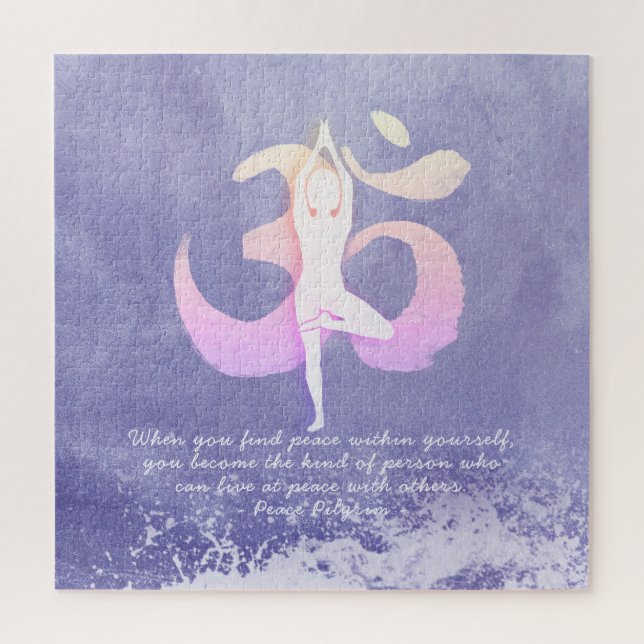 Puzzle Méditation Instructeur Yoga Pose OM Citation (Vertical)