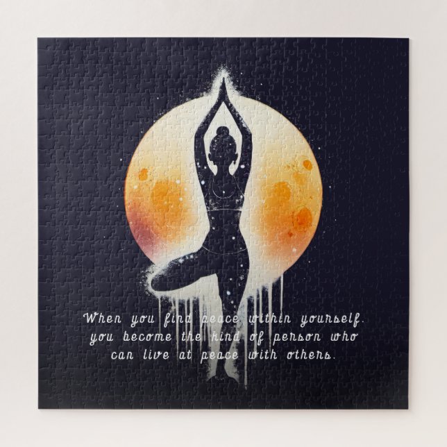 Puzzle Méditation Yoga Instructeur Arbre Pose Pleine lune (Vertical)