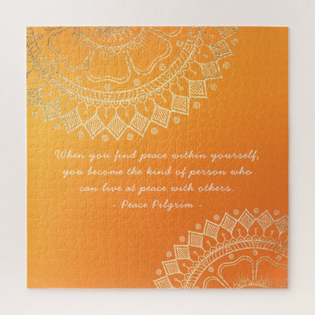 Puzzle Méditation Yoga Professeur Orange Gold Mandala Cit (Vertical)