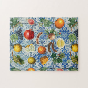Puzzle Méditerranéen Fruits d'été & Mosaïque bleu blanc 