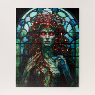 Puzzle Medusa - Fenêtre en verre tendu Style Tiffany