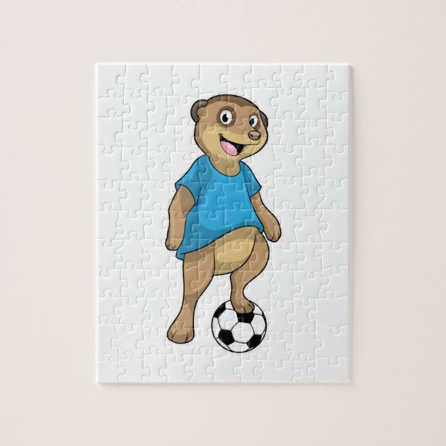 Puzzle Meerkat comme joueur de football avec Soccer (Vertical)
