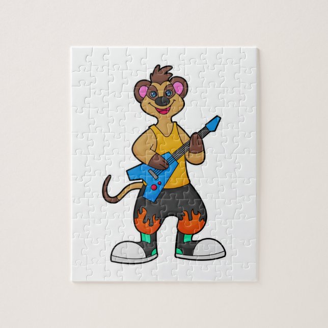 Puzzle Meerkat comme musicien avec guitare (Vertical)