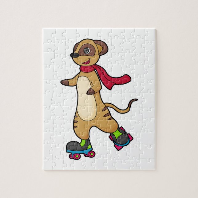Puzzle Meerkat comme patineur avec patins à rouleaux (Vertical)