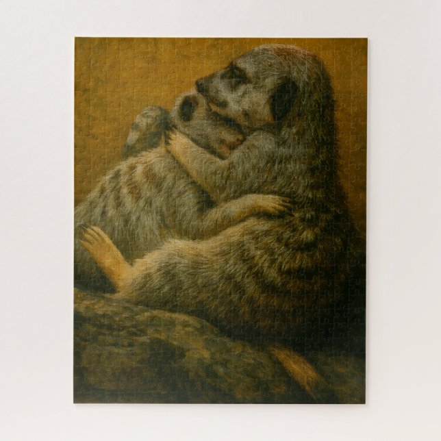Puzzle Meerkat Embrace - Imprimerie d'art faunique (Vertical)