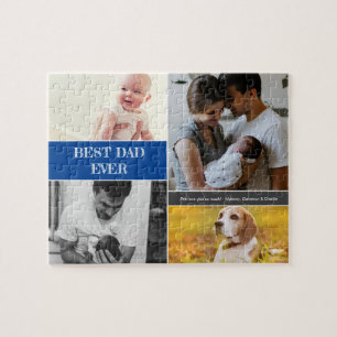 Puzzle Meilleur papa Jamais Bleu Photo Collage Personnali