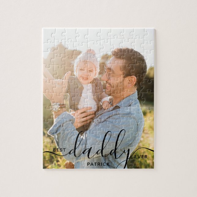 Puzzle Meilleur Papa Jamais Nom personnalisé Photo Cadeau (Vertical)