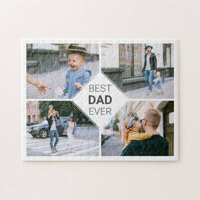 Puzzle Meilleur papa Jamais Simple Photo Moderne Collage (Horizontal)