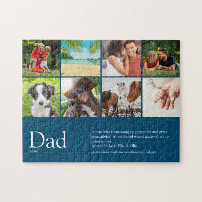 Puzzle Meilleur Papa, Papa, Père Définition 6 Photo Bleu (Horizontal)