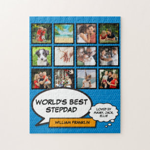 Puzzle Meilleur Stepfather, Stepdad 12 Photo Blue Fun Com