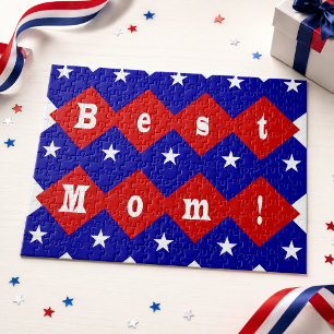 Puzzle Meilleure Maman en forme de diamant patriotique