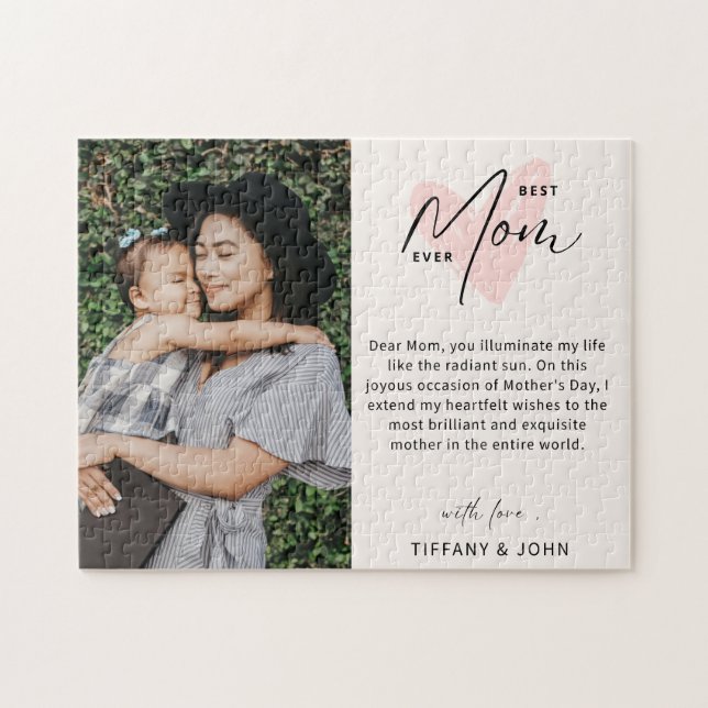 Puzzle Meilleure Maman Jamais Rose Coeur Script mignon Me (Horizontal)