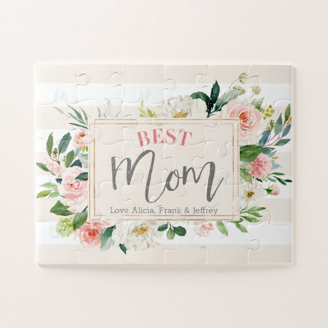 Puzzle Meilleure Maman Pêche Florale Fête des mères (Horizontal)