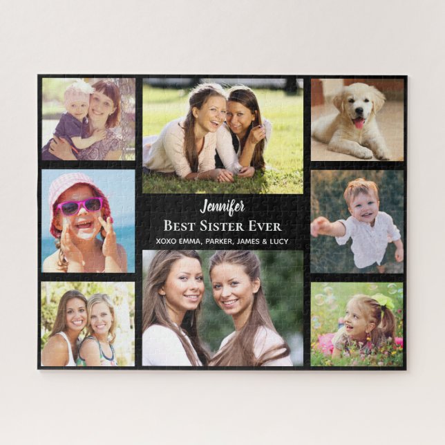 Puzzle Meilleure Soeur Jamais Personnalisée Photo Collage (Horizontal)