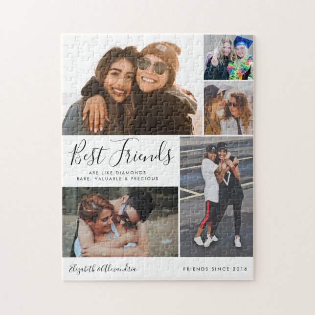 Puzzle Meilleurs amis branchés Collage BFF Besties Citati (Vertical)