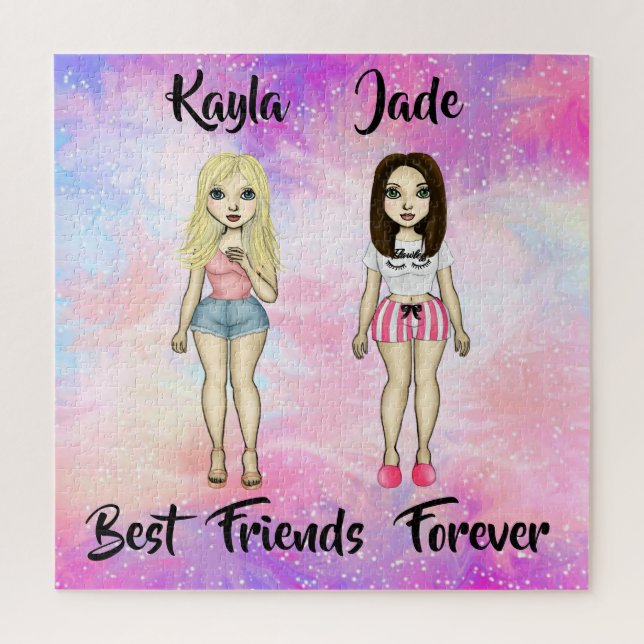 Puzzle Meilleurs amis Forever Blonde et Brunette Custom (Vertical)