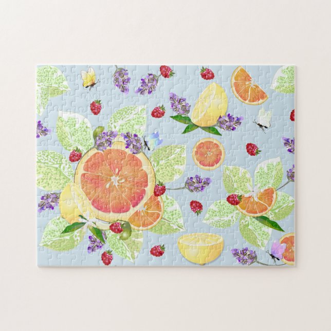 Puzzle Mélange de fruits de citron et de framboise orange (Horizontal)