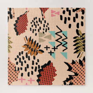 Puzzle Memphis Automne : Motif Feuille géométrique