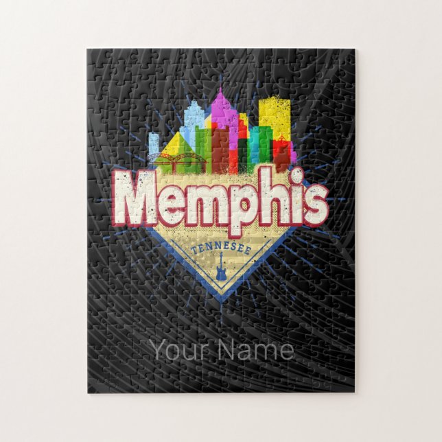 Puzzle Memphis Tennessee United States Retro Skyline (Vertical)