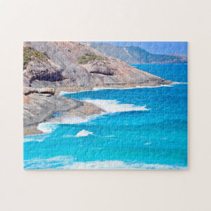 Puzzle Mer Bleue Calme Vagues Douces Falaises Rocheuses P