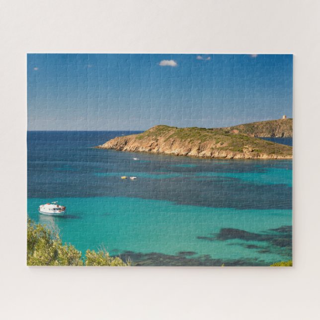 Puzzle Mer et ciel bleu sarde avec des bateaux et la fala (Horizontal)