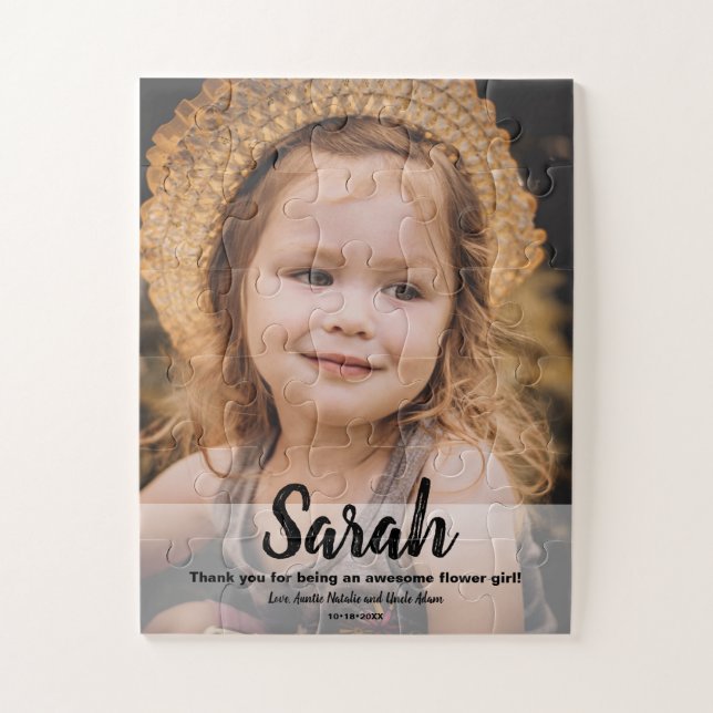 Puzzle Merci de Mariage photo personnalisé Flowergirl, (Vertical)