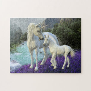 Puzzle Mère enchantée licorne et bébé poulain
