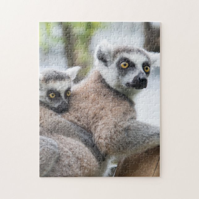 Puzzle Mère et bébé Animal Lemur Photographie Animal (Vertical)