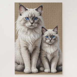 Puzzle Mère et Kitten Ragdoll Chat Artwork Coeur