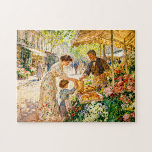 Puzzle Mère impressionniste et enfant au marché coloré