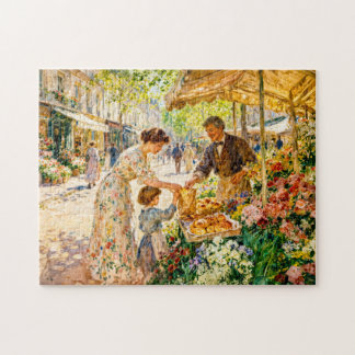 Puzzle Mère impressionniste et enfant au marché coloré