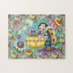 PUZZLE MÈRE LADYBUG & ENFANTS, BAIN À BULLE TULIP