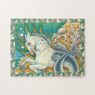 PUZZLE MERHORSE & OCTOPUS BLANC, CHEVAL UNICORN IMAGINAIR