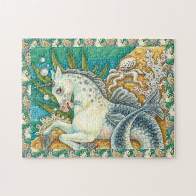 PUZZLE MERHORSE & OCTOPUS BLANC, CHEVAL UNICORN IMAGINAIR (Horizontal)