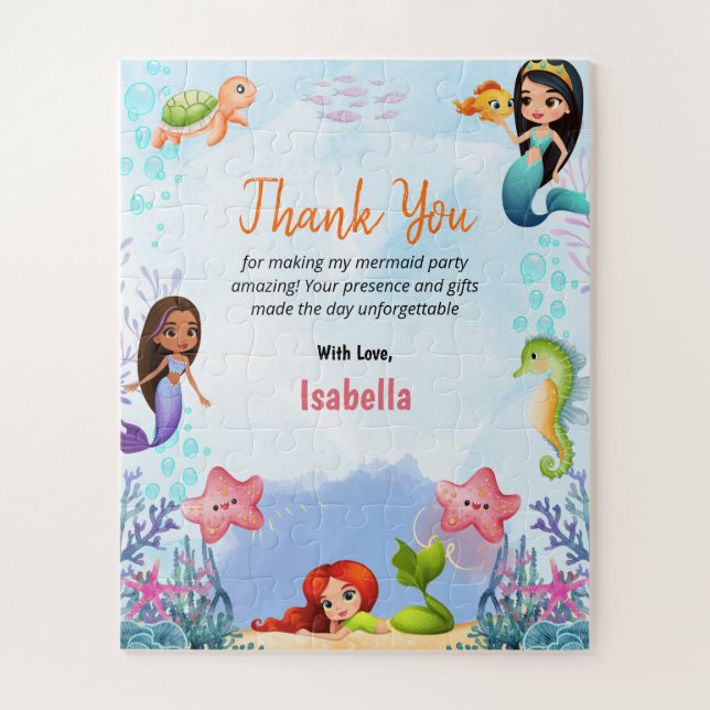 Puzzle Mermaid Magique Mer Anniversaire Fille Merci Cinq (Vertical)