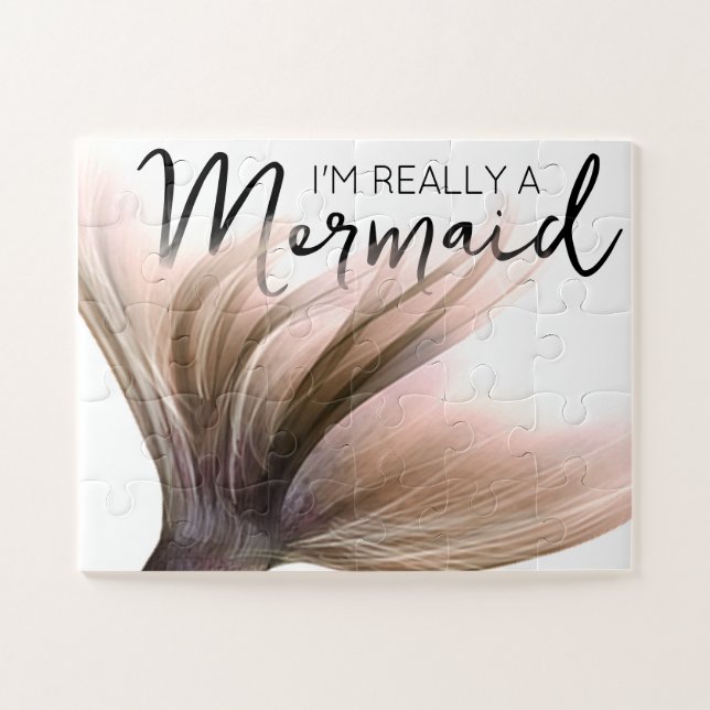 Puzzle #MermaidLife Im Really a Mermaid | Rose Gold Tail (Horizontal)