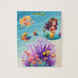 PUZZLE MERMAID'S, POISSON, VAGUES ET BEAUCOUP DE COULEURS